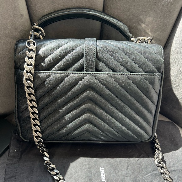 Sold-YSL Medium Quilted College Bag Black - Picture 5 of 17